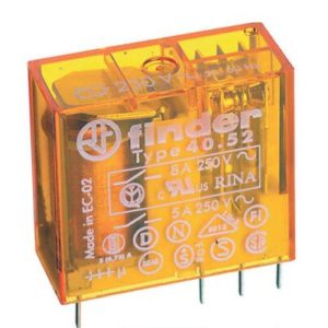 رله کتابی 230vAC دو کنتاکت 8 آمپر فیندر مدل 40.52.8.230.0000